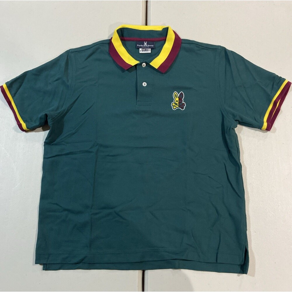Psycho Bunny Polo Shirt Mens 6 Large Green Pima Cotton Embroidered Golf Logo